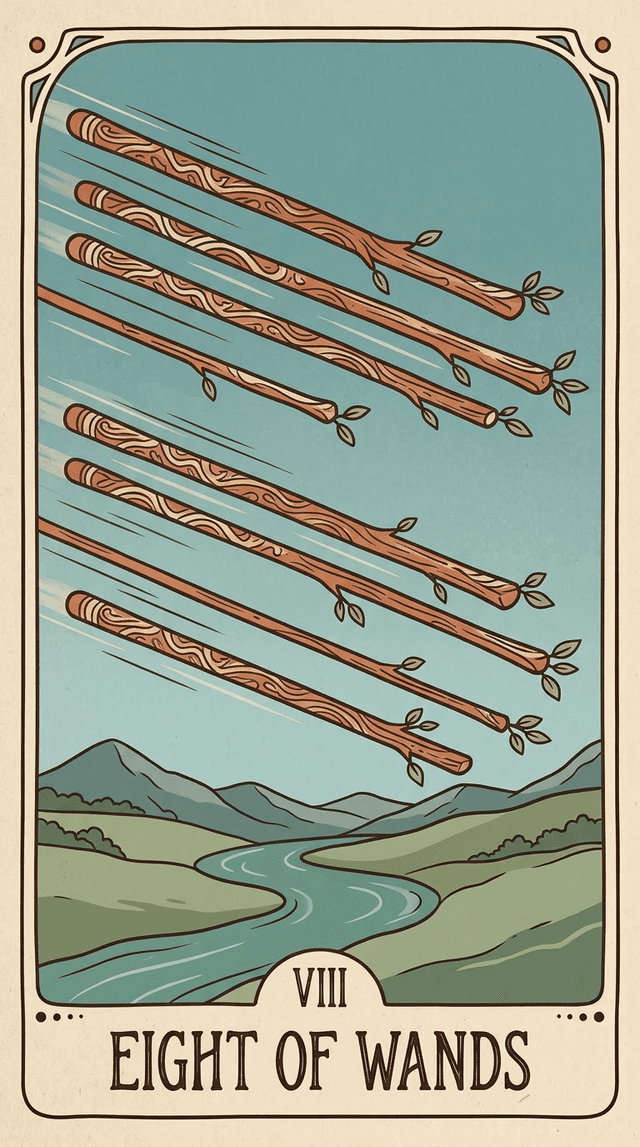 Eight of Wands tarot card