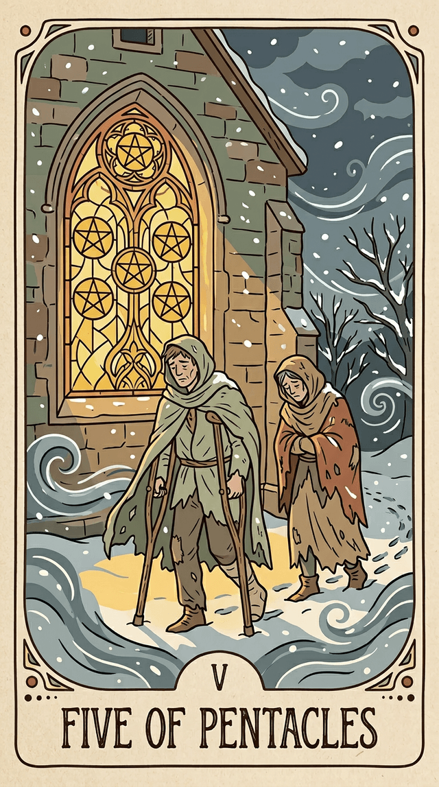 Five of Pentacles tarot card