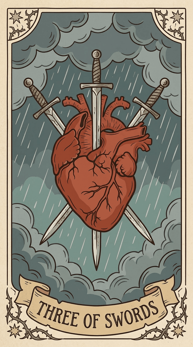Three of Swords tarot card